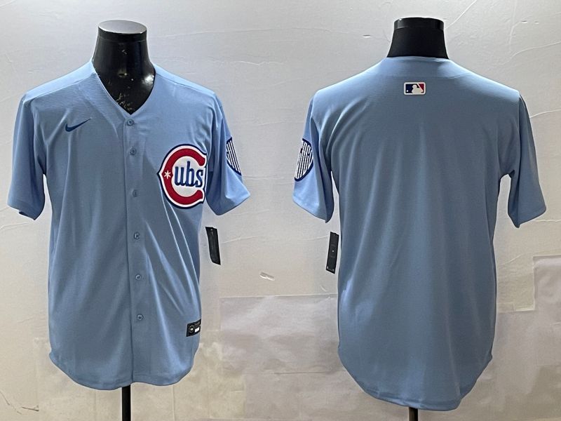 Men Chicago Cubs Blank Light Blue Throwback Fashion 2025 Nike MLB Jersey style 1->chicago cubs->MLB Jersey